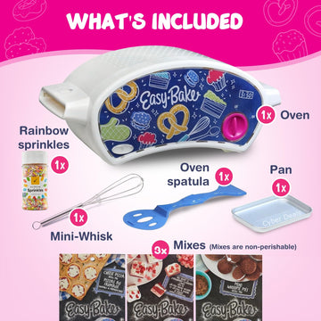 Easy Bake Oven Baking Bundle - Oven + Red Velvet Cakes, Pizzas, Whoopie Pie Mixes + Rainbow Sprinkles + Mini Whisk
