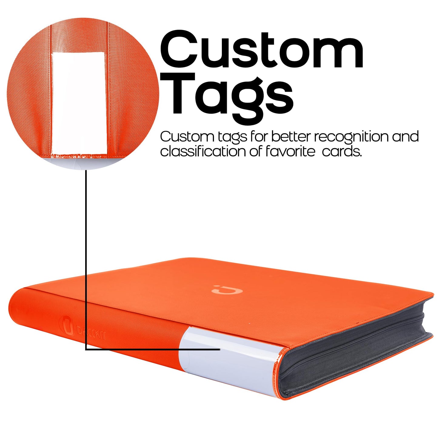 D DACCKIT Toploader Binder  Holds 640 Toploaders - 16-Pocket Top Loader Binder for 3 x 4 Rigid Card Holders for Trading Cards or Sports Cards(Model A Classic Orange)