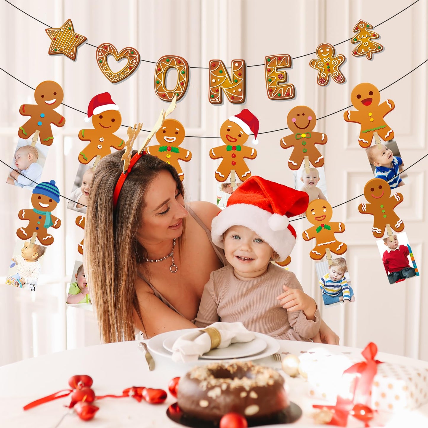 Christmas Gingerbread Man 1St Birthday Photo Banner Gingerbread Man Birthday Photo Banner For Newborn To 12 Months Milestone Pho