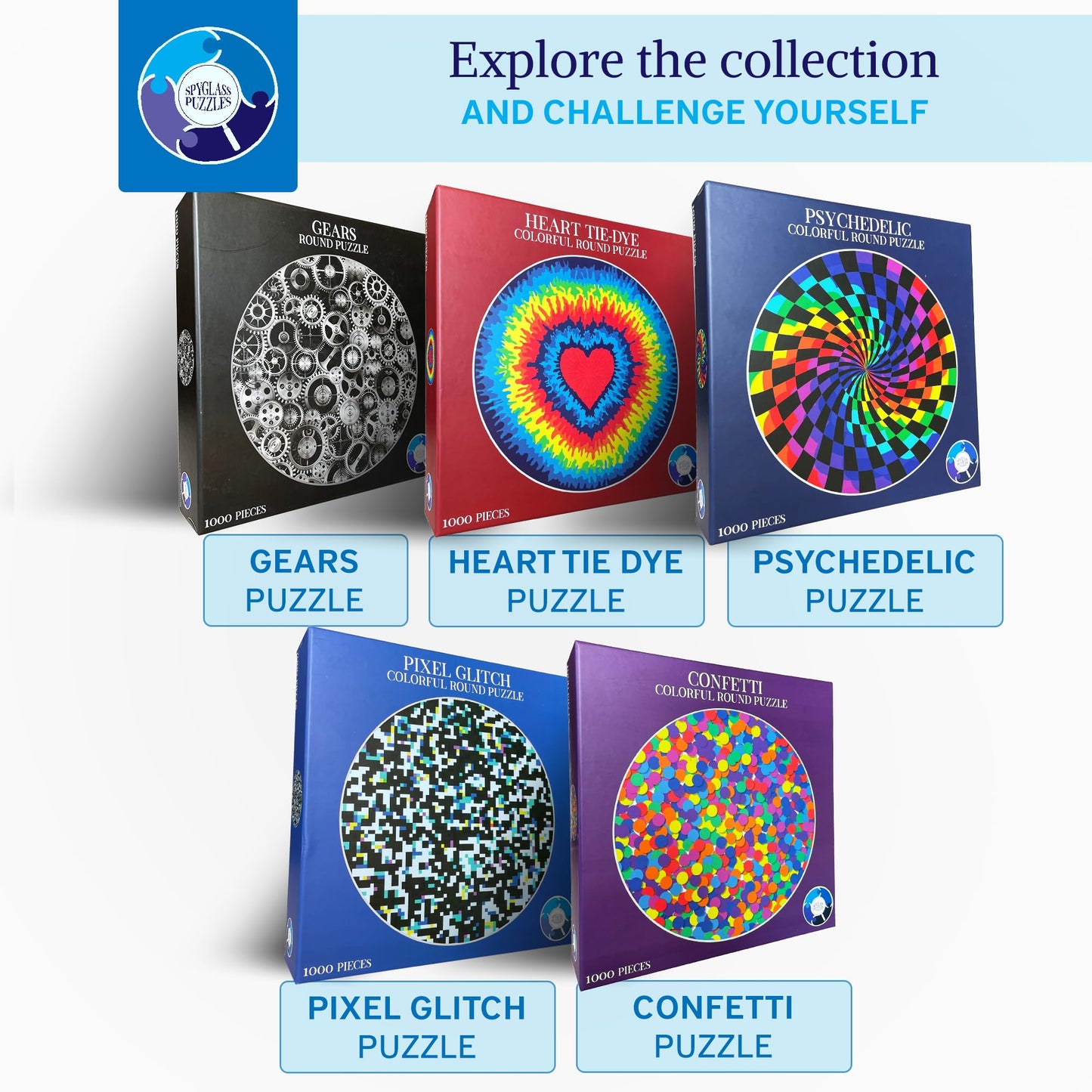 Jigsaw Puzzles For Adults 1000 Pieces Hard Puzzles For Adults And Kids - Unique Round Puzzle - Difficult Near Impossible Black And White Puzzles Fun Gear Puzzle By Spyglass Puzzles