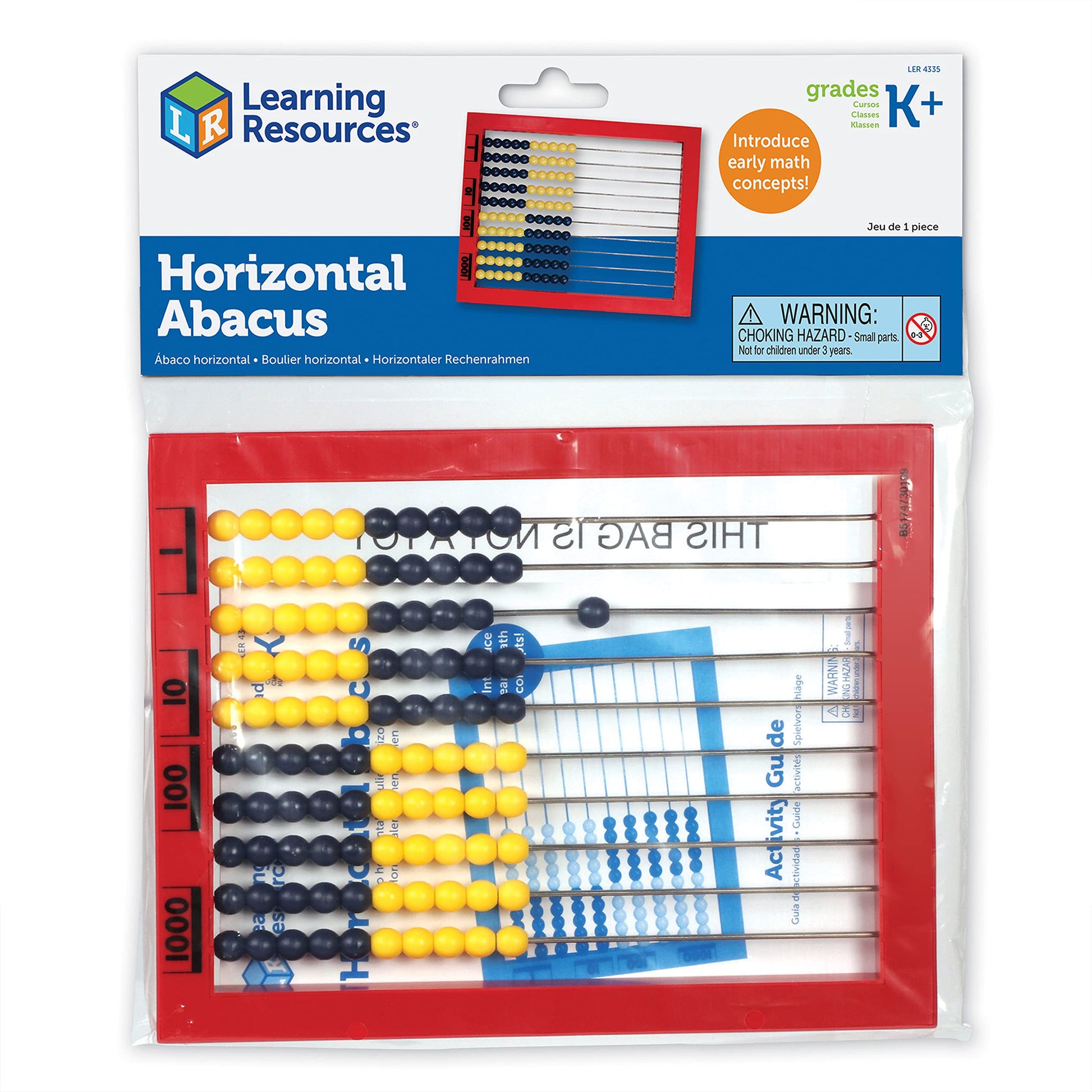 Learning Resources 2-Color Desktop Abacus, Red Frame, Color Coded, Math Concepts, Ages 5+