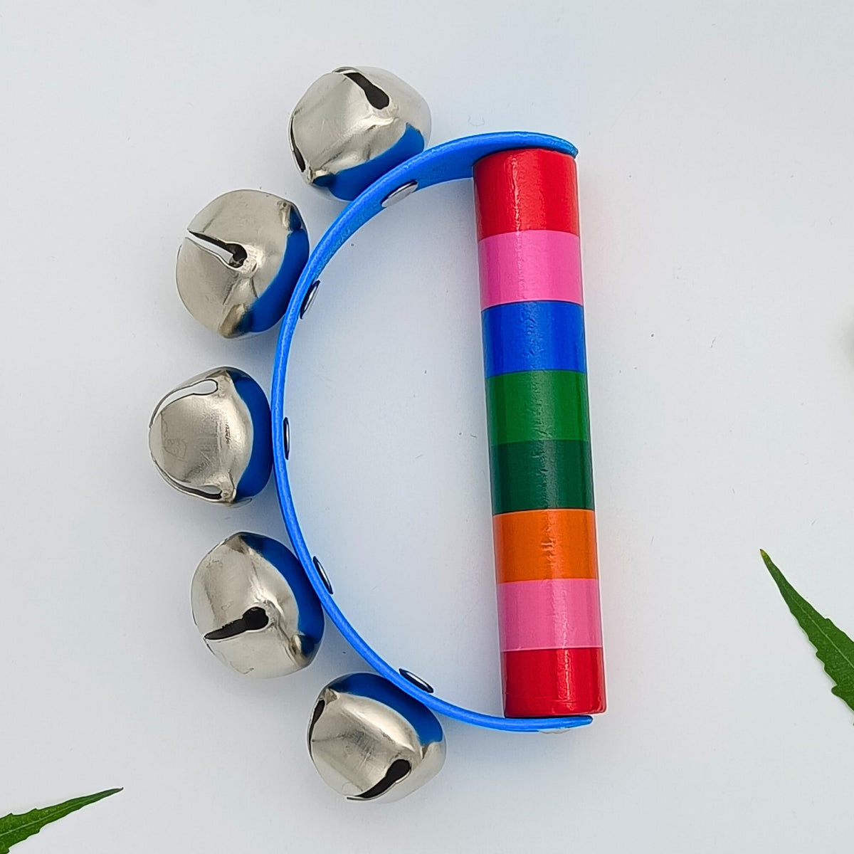 Zelvo Handle Colorful Wooden Baby Jingle Bell Rattle Toy | Musical Instrument For Kids & Toddlers | Safe & Fun Sensory Toy With 