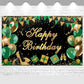 Avezano Green Happy Birthday Banner Green Gold Black Happy Birthday Backdrop Glitter Bday Party Decorations for Women 6 x 3.6 ft