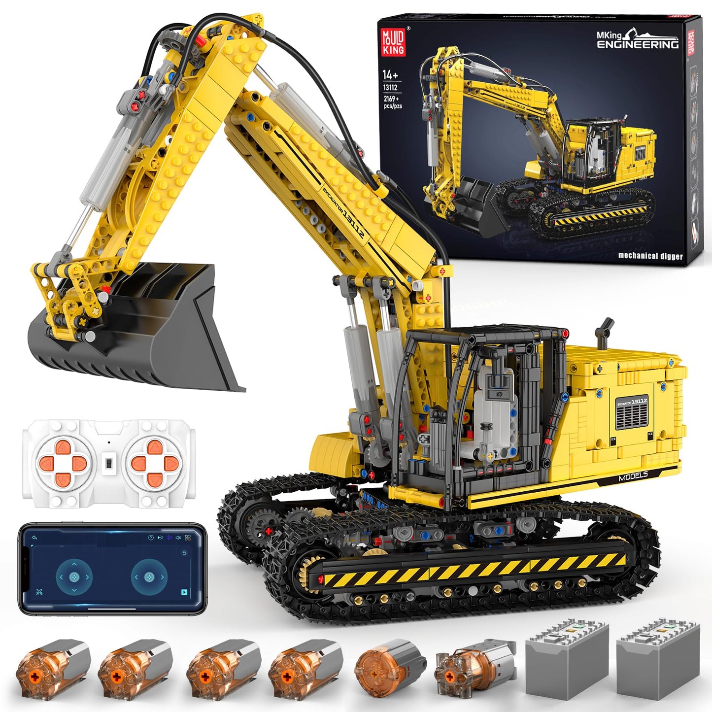 Mould King Rc Construction Excavator Building Sets, 13112 Engineering Model Kits With App Remote Control, Stem Construction Vehi
