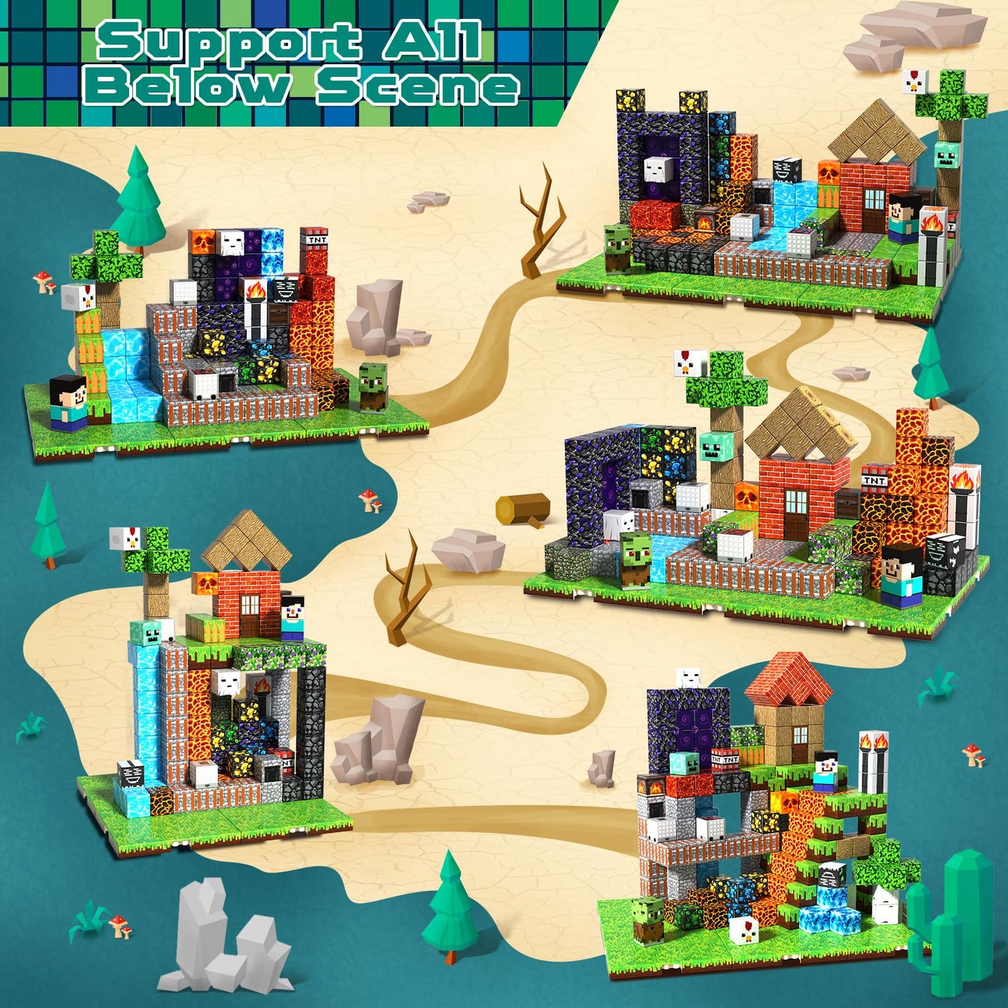 200PCS Magnetic Building Blocks with 6 Baseplate  Magnetic Blocks Cubes for Kids Ages 4-8  Stacking Magnet Blocks STEM Building Toys for Boys Girls Ages 3 4 5 6 7 8-12 Birthday Gifts