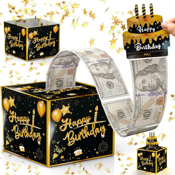Birthday Money Box For Cash Gift Pull, Surprise Money Roll Gift Box With Pull Out Card And 30 Transparent Bags Diy Set, Funny Wa