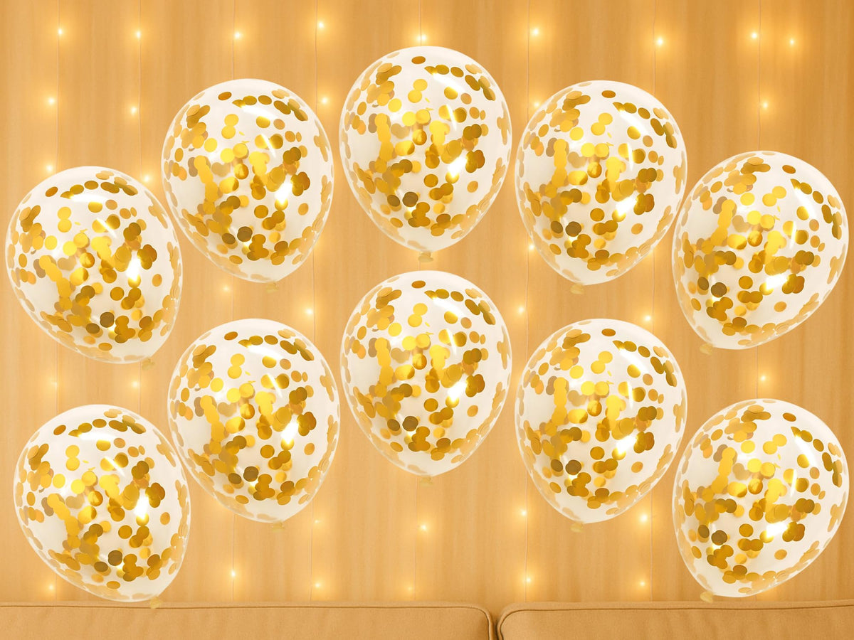 10 Pcs Confetti Balloons for Birthday Decoration Kit Gold Boys Girls Kids Men Women Pack Items Itm Set Pre Filled Transparent Co