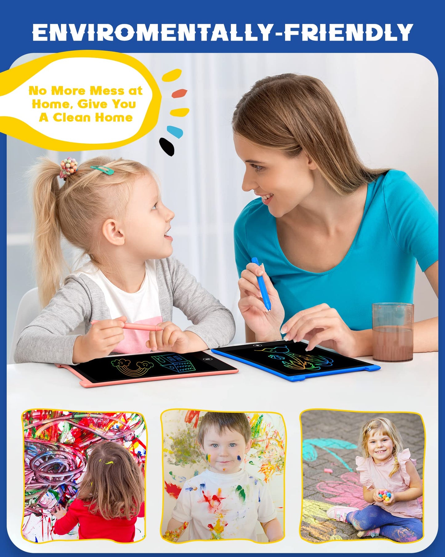 Bravokids 2 Pack Lcd Writing Tablet For Kids,10 Inch Colorful Doodle Board Drawing Pad For Kids, Kids Travel Toy Activity Game, Birthday Gifts For 3 4 5 6 Year Old Boys And Girls Toddlers