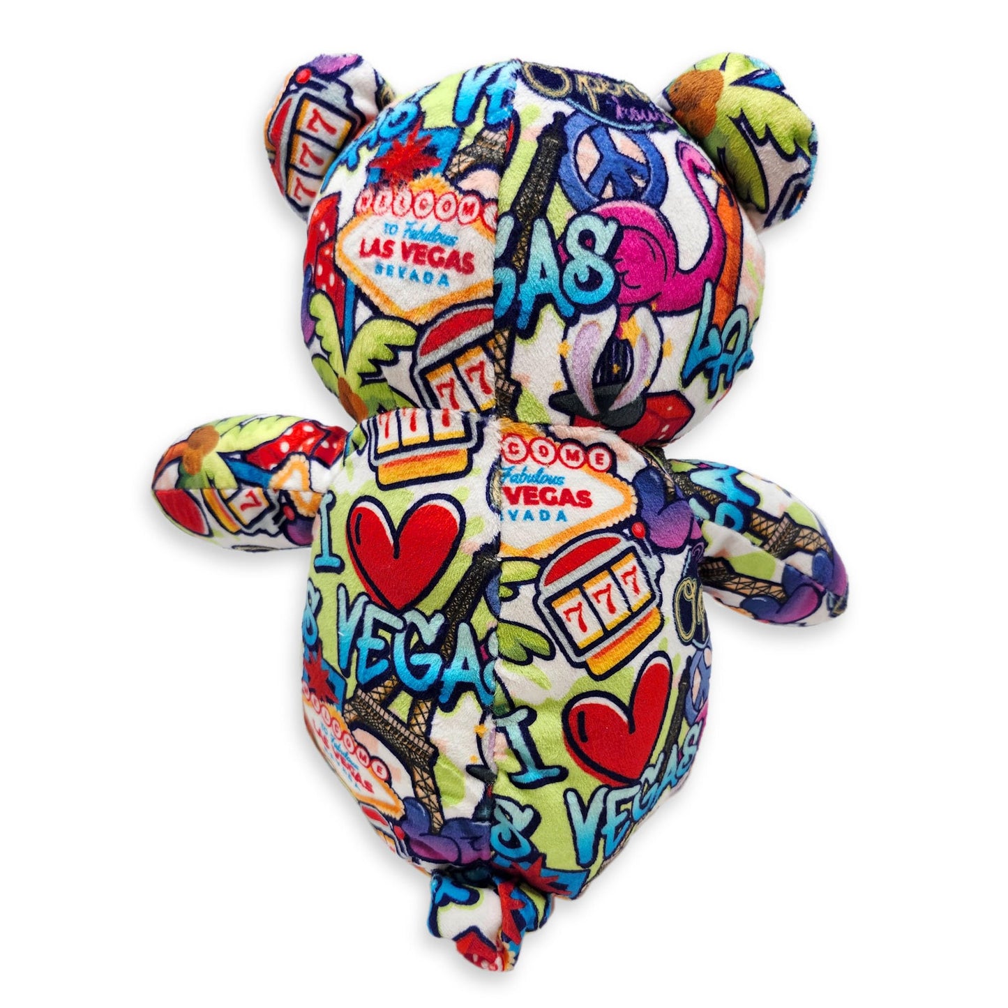 PLUSHOLOGY I Love Las Vegas Graffiti Teddy Bear Eco Friendly Stuffed Animal; Cuddly Soft Velboa Plush Animal for Kids 3 Years Old to mature-themeds; Child-Safe Embroidered Face Details (10 Tall When Seated)