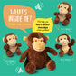 Plush Creations Talking Stuffed Mommy Monkey Set | 4 Piece Assortment | Brown Plush | Includes 3 Baby Monkeys | Ages 0+