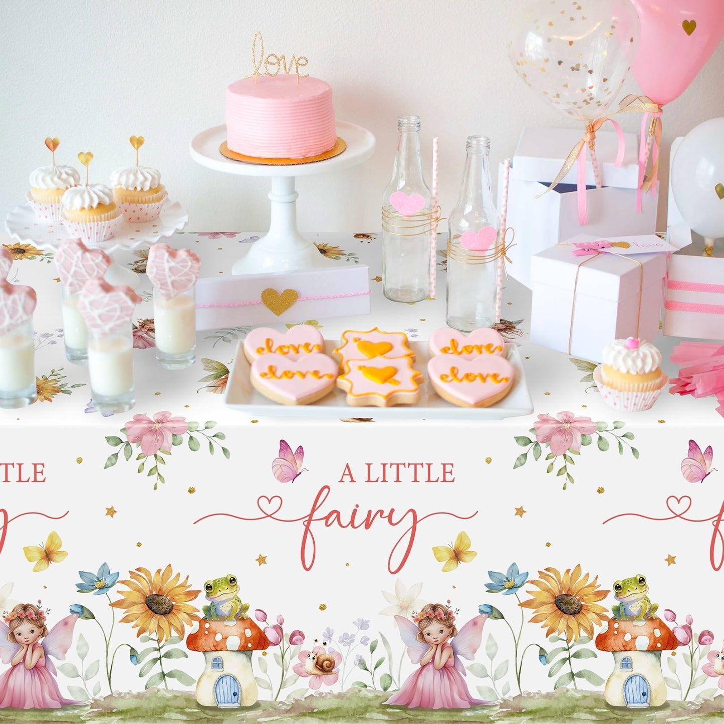 Fairy Party Tablecloths - 3Pcs A Little Fairy Party Table Covers Decorations, Floral Girls Themed Rectangular Plastic Disposable