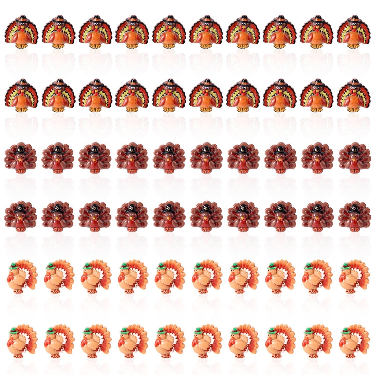 60pcs Mini Resin Turkeys, Miniature Thanksgiving Figurines Flatback Tiny Resin Animals Small Turkey Charms Decor for Fall Thanks