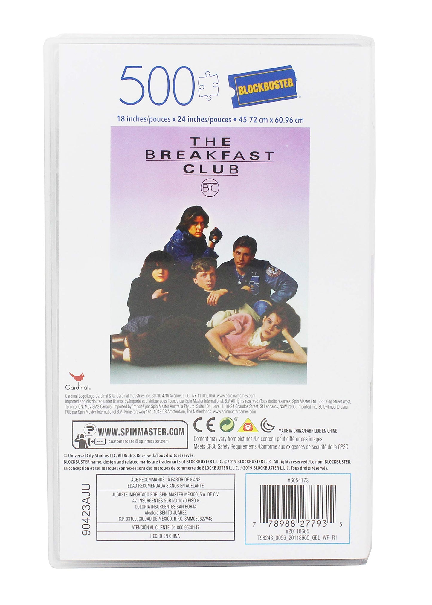Spin Master 500-Piece Puzzle - Retro Blockbuster VHS Case, The Breakfast Club, Plastic, Model 6058960