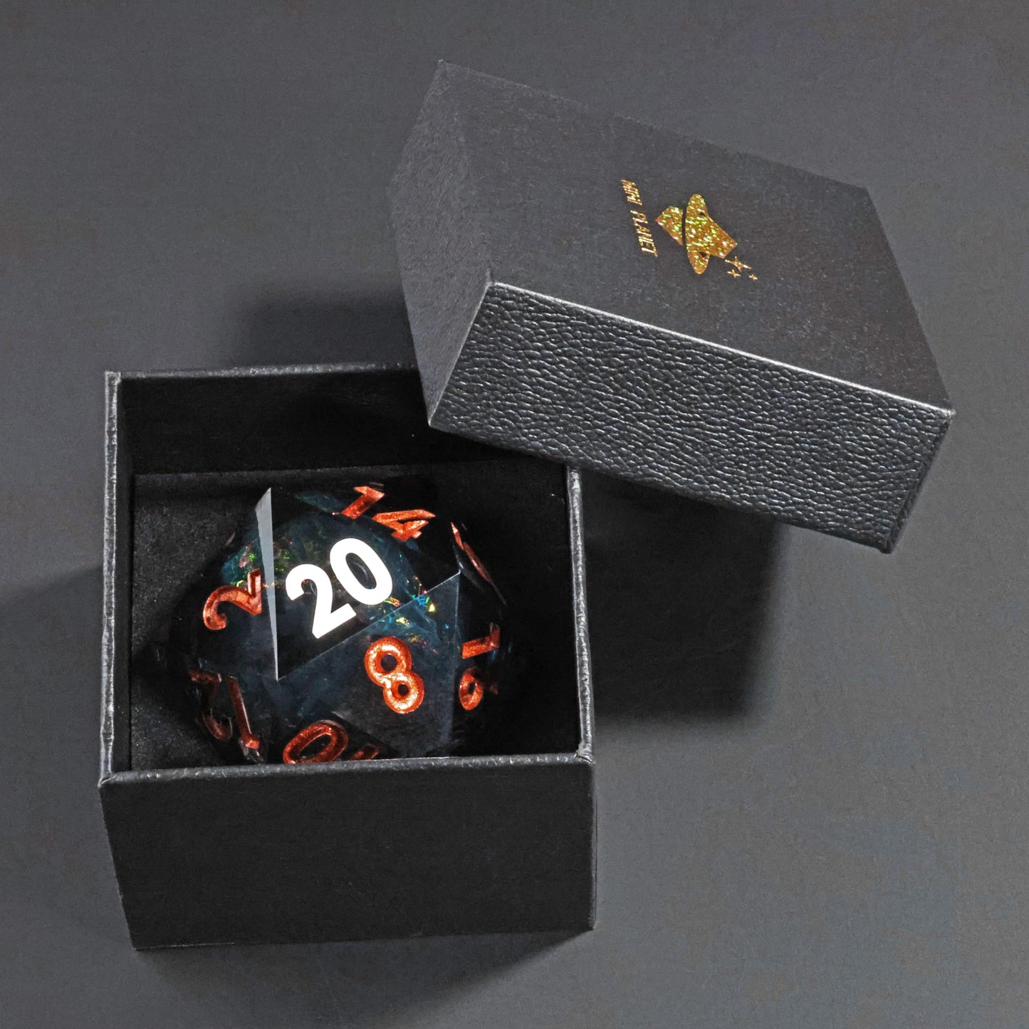 Mini Planet 50mm Chonk D20 Resin Liquid Core D&D Role Playing Games and Tabletop Games DND Polyhedral Dice Dark