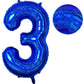 Number 3 Balloon 40 Inch, Dark Blue Big Number Balloon, Giant Foil 3 Balloons Number, Helium 3Rd Birthday Balloons For Kids Boys