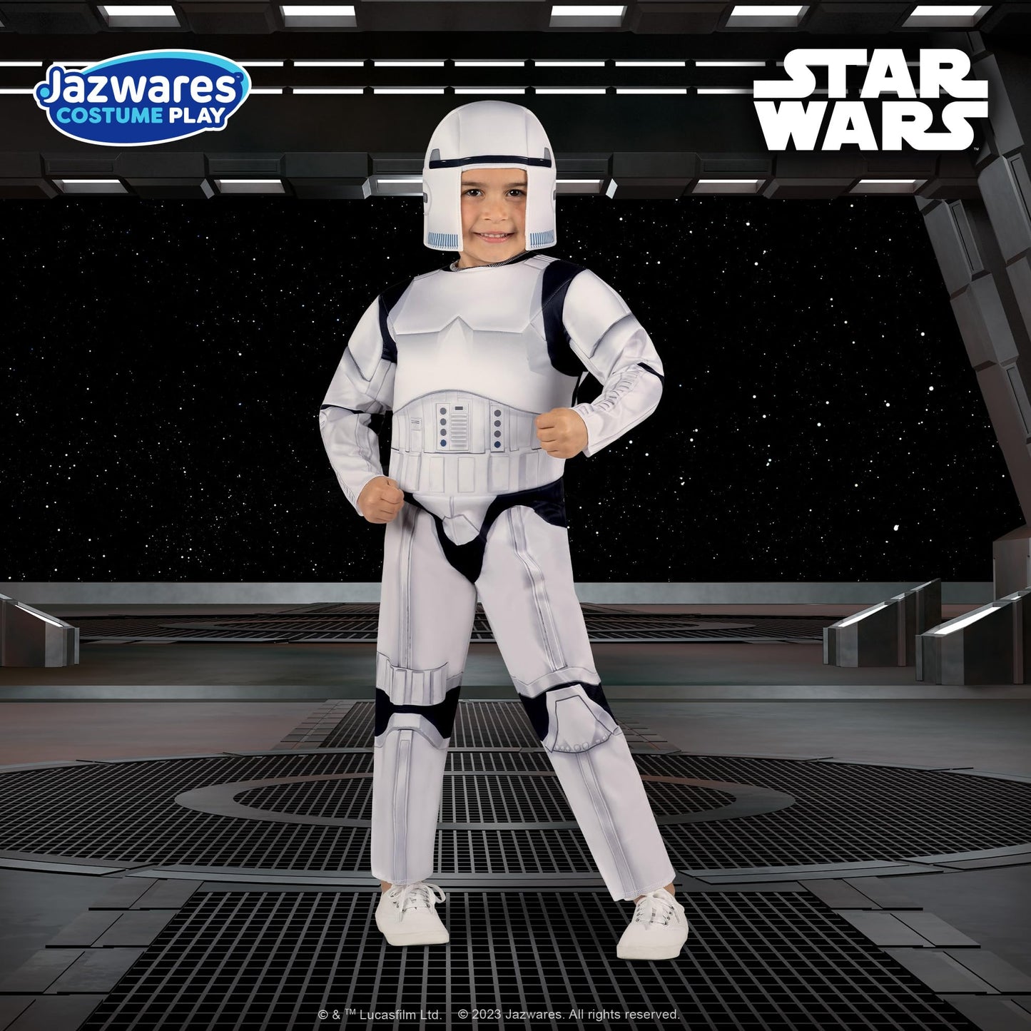Star Wars Official Toddler Costume - enhanced Quality Padded Jumpsuit with Detachable Cape and Fabric Headpiece(3-4T)