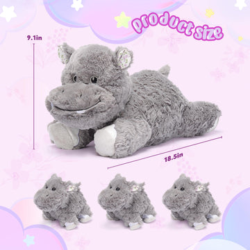 Ikasa Mommy Hippo Stuffed Animal Mom And Baby Plush Toy, Cute Cuddly 18.5'' Hippopotamus Soft Family Set With Little Mini Babies