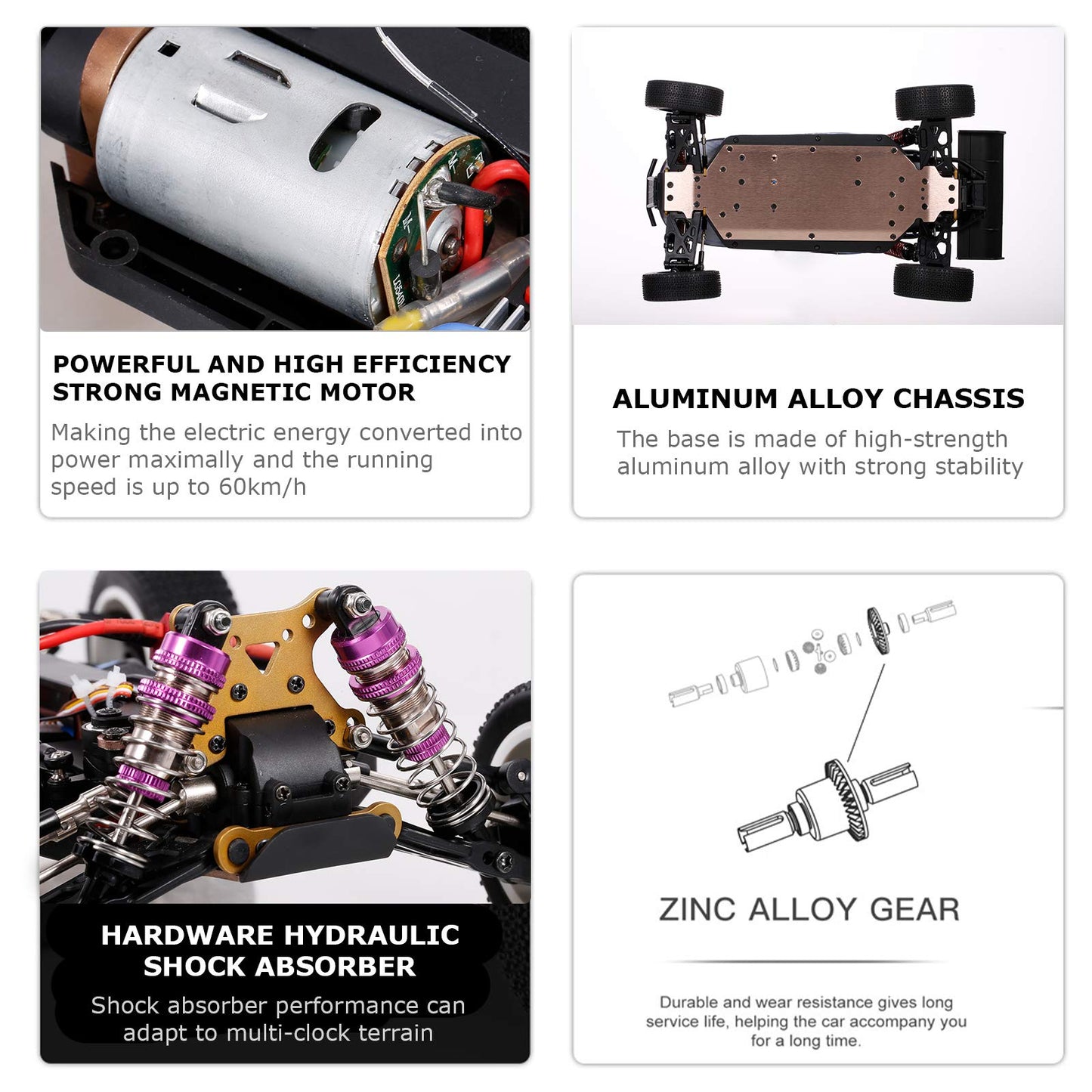 GoolRC WLtoys 124019 RC Car, 1/12 Scale 2.4GHz 4WD 60km/h High Speed Racing Buggy Drift Car RTR, Aluminum Alloy Chassis, Zinc Al