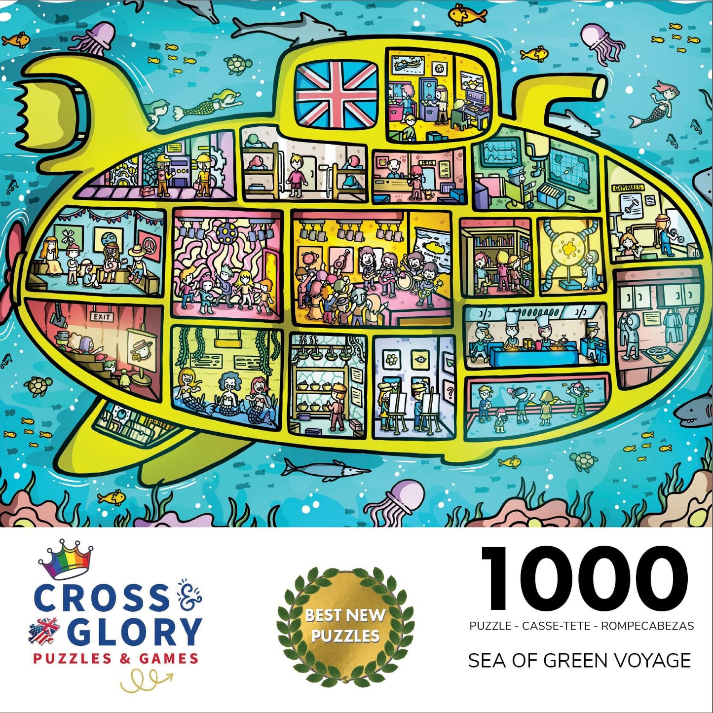 Cross & Glory - Sea Of Green Voyage: British Invasion Beneath The Waves - 1000 Piece Jigsaw Puzzle For Adults & Kids 12+ | Fun 6