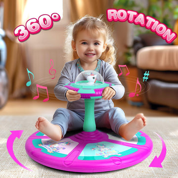 Rmoka Unicorn Sit And Spin Toy Birthday Gift For 2 3 4 Years Old Girl - Toy For Toddler Girl Ages 2-4, 360 Indoor Interactive Se