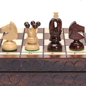 Husaria European International Chess Wooden Game Set, King'S Classic - 18-Inch Large Size Chess Set - Folding Board With Felt Bottom Chessmen