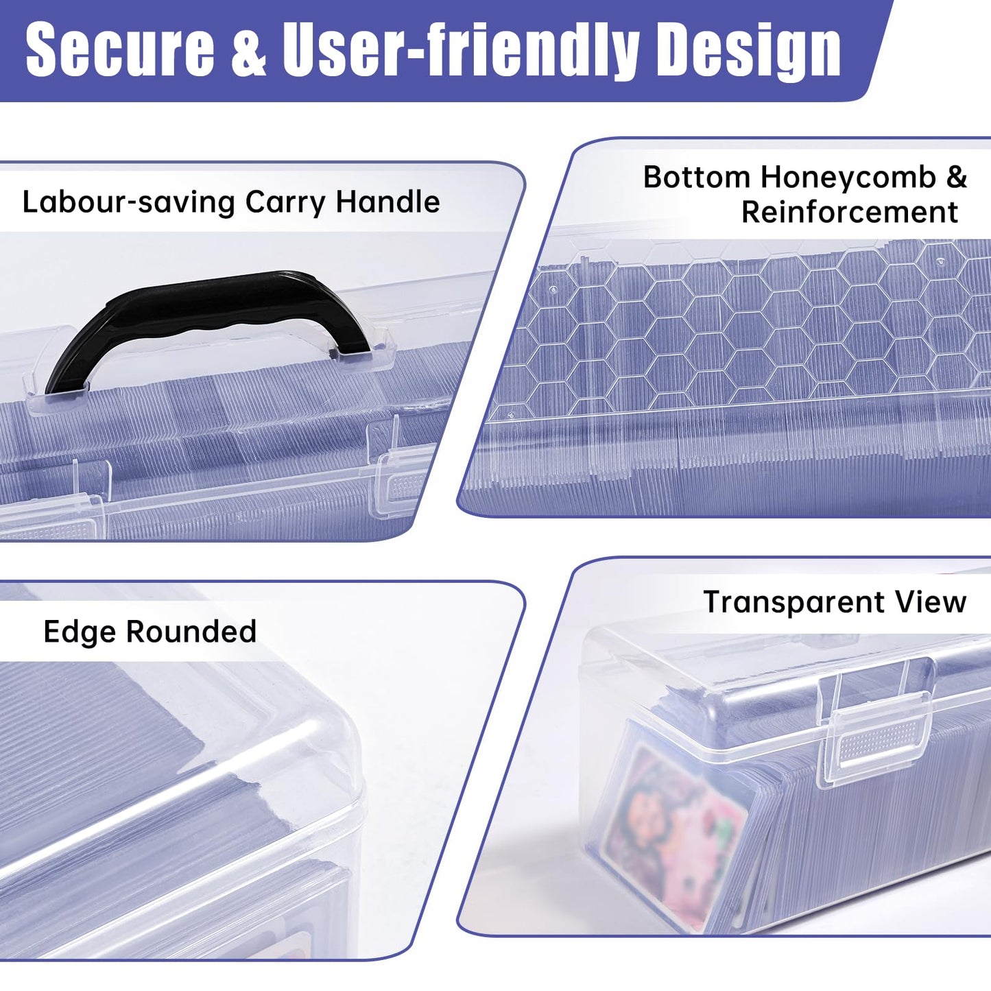 Premium Storage Box For Toploader - Large For 200+ Toploaders Or 1000+ Trading Cards, Portable Sports Card Storage Boxes For Col