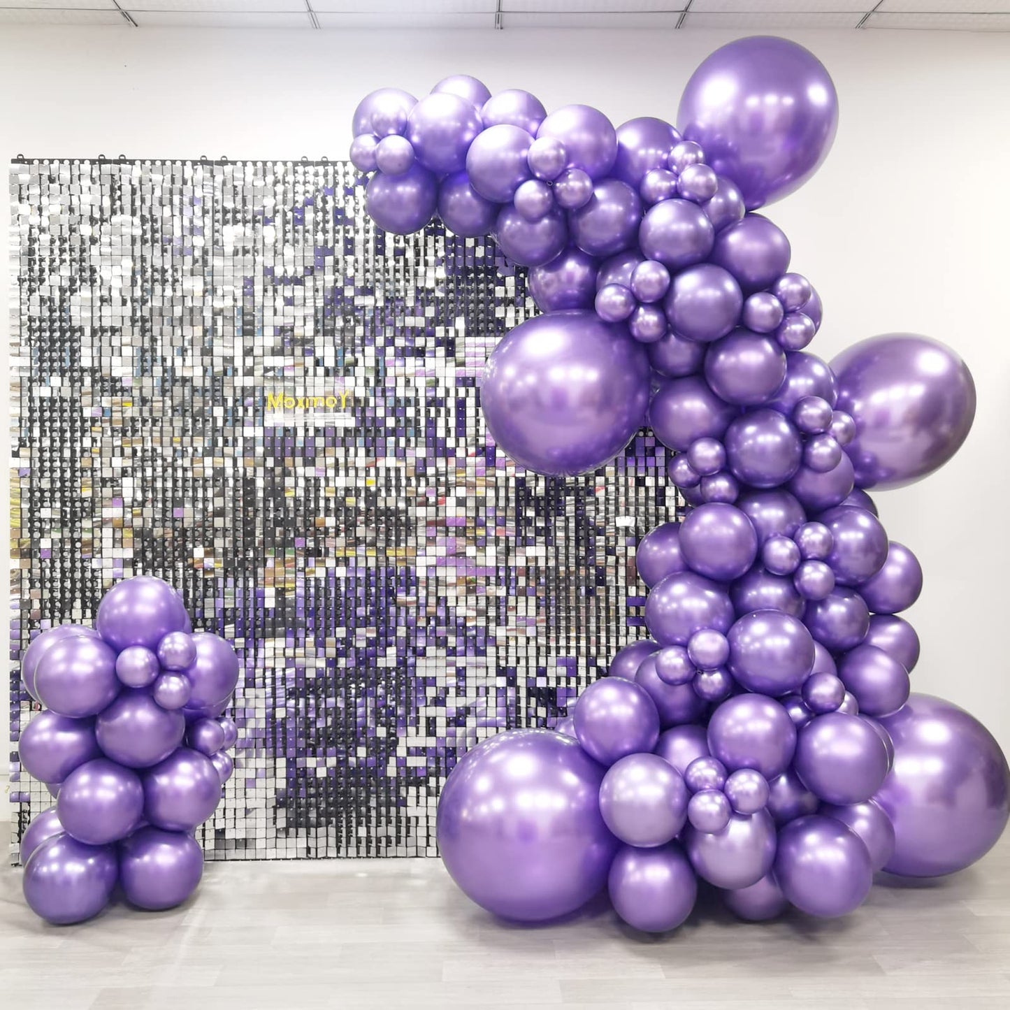 Moxmay 102 Pieces Chrome Purple Balloons 18In 12In 10In 5In Different Sizes Metallic Party Balloon Kit For Birthday Halloween Ch