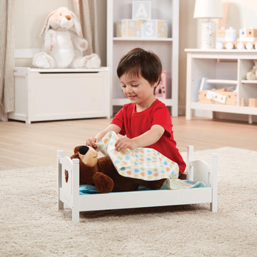 Melissa & Doug Mine To Love Wooden Play Bed For Dolls, Stuffed Animals - White (8.7   H X 9.1   W X 20.7   L Assembled)