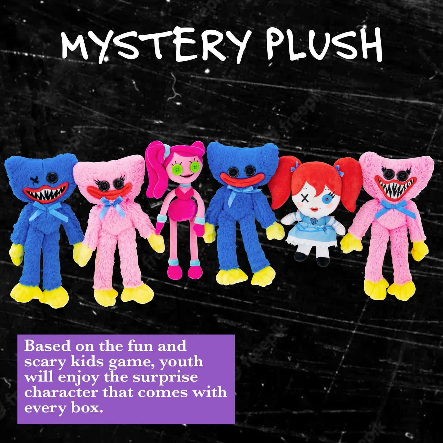 UCC Distributing Poppy Playtime Plush Toy - 8 Inch, Black, Soft Plush Material