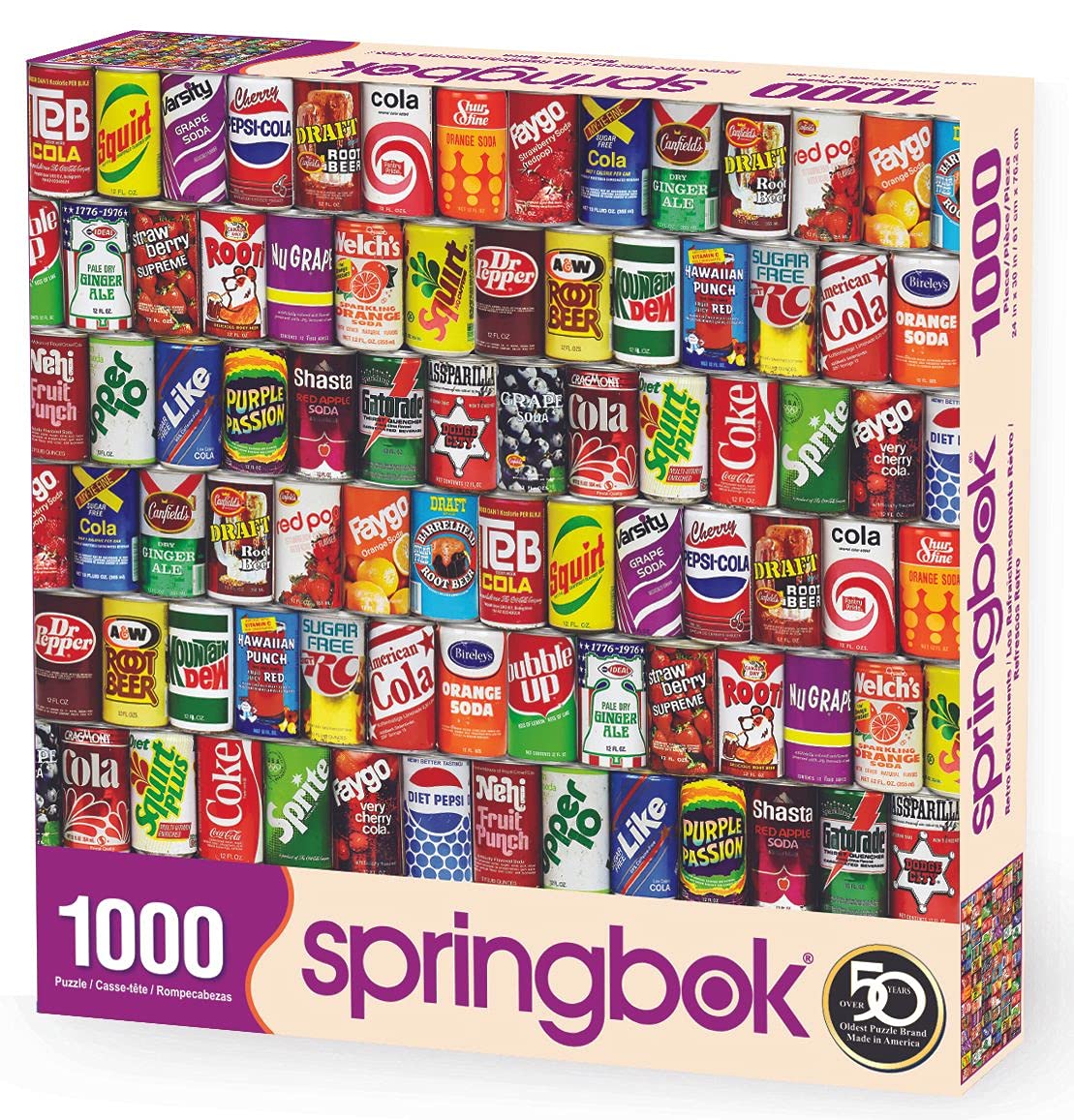 Springbok - Retro Refreshments - 1000 Piece Jigsaw Puzzle- Vintage Soft Drink Can Collage To Challenge Your Brain