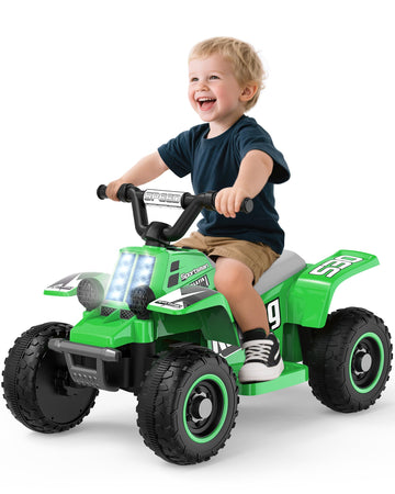 Anpabo 6V 7Ah Kids Atv Ride On Toy, 4 Wheeler For Toddler W/Headlight, Forward & Reverse, Horn, Music Player, Usb, Mp3, Treaded