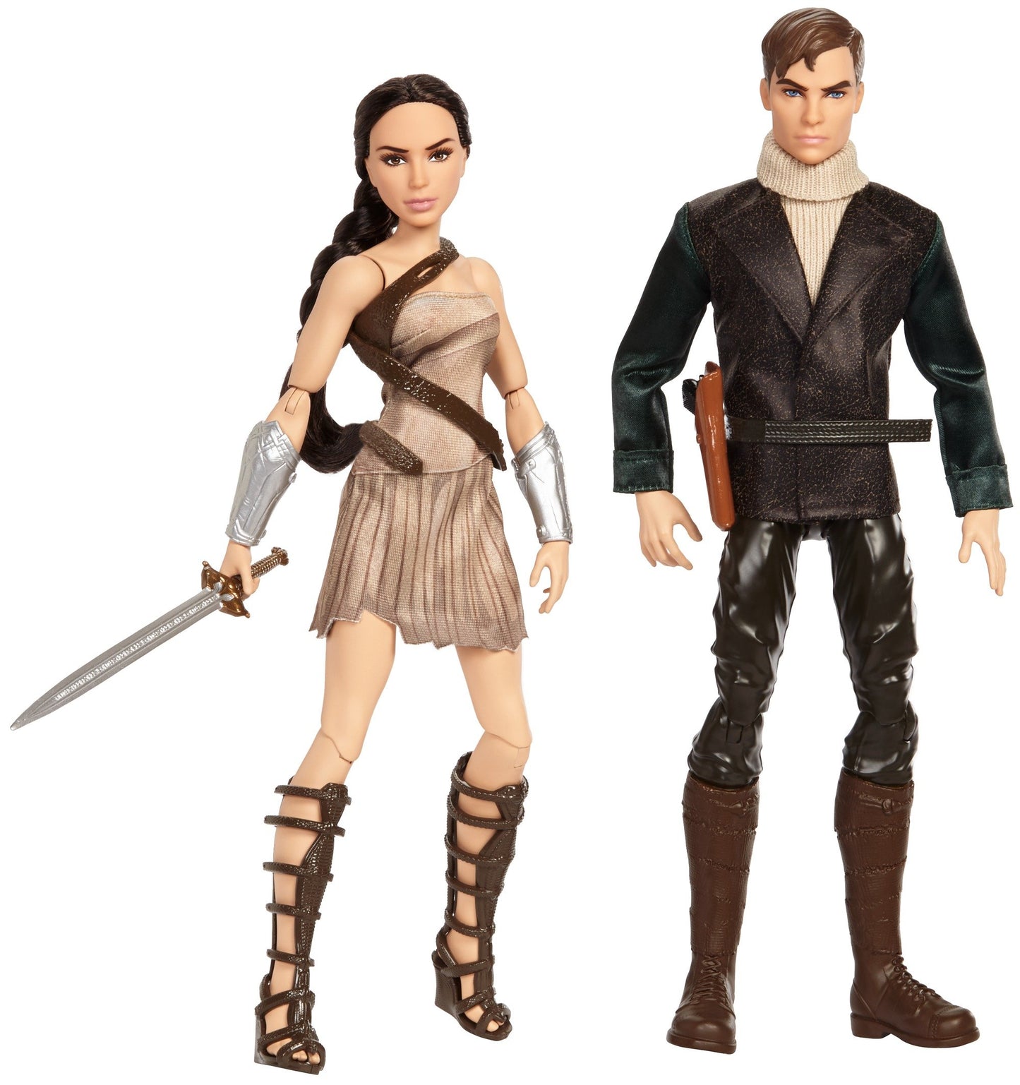 DC Collectibles Wonder Woman & Steve Trevor 2-Pack Figures, 12" Plastic Action Figures, Model FFB34