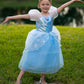 Aolliya Princess Cinderella Dress for Girls Puff Sleeve Princess Costume Fancy Dress Up for Halloween Cosplay Carnival Blue