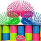 The Dreidel Company Neon Plastic Multicolor Coil Spring, Goody Bag Fillers, Party Favor For Kids, 3' Inches (80Mm) (3-Pack)