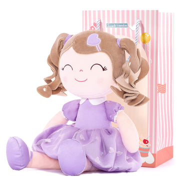 Gloveleya Baby Doll Gifts Plush Curly Girl Toys With Love 16' Purple Light Skin