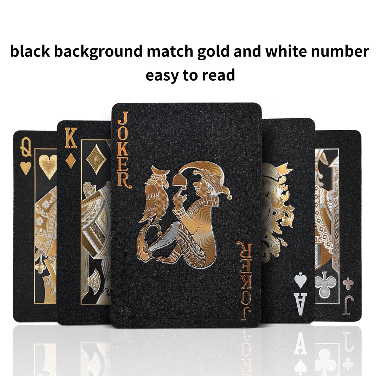 Joyoldelf Black Playing Cards, 2Pcs Cool Black Foil Decks Of Cards, Waterproof Playing Cards & Flexible Poker Cards With Box, Great For Party, Game, Cardistry, Magic Trick