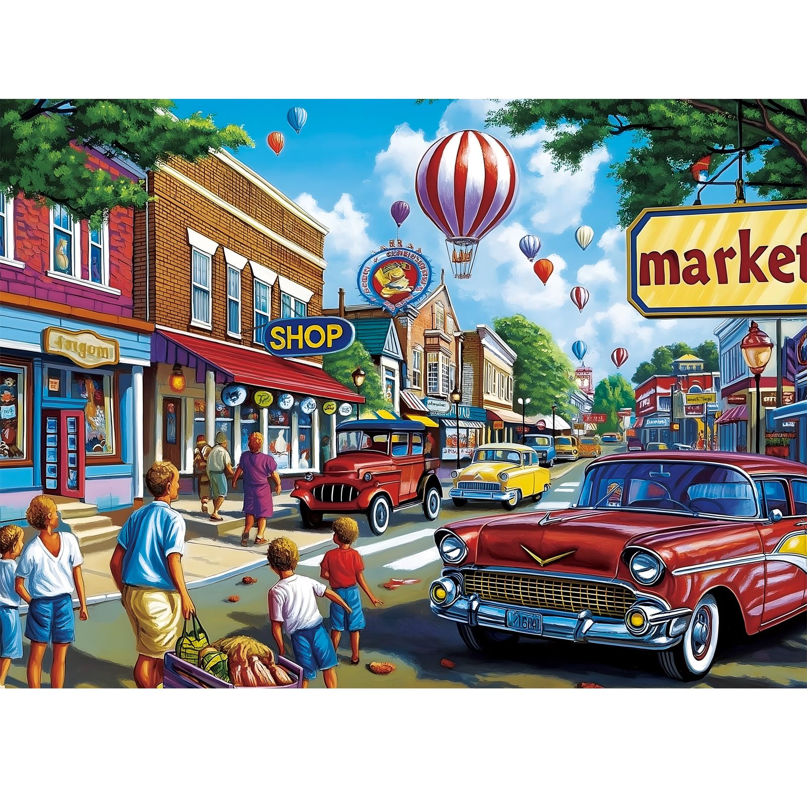 500 Piece Puzzles for mature-themed Commercial Street Jigsaw Puzzle for Kids mature-themed Seniors Puzzle with Letters on Back Interlock Perfectly Gifts Halloween Thanksgiving Christmas Family Games Lovers 20.5*15In