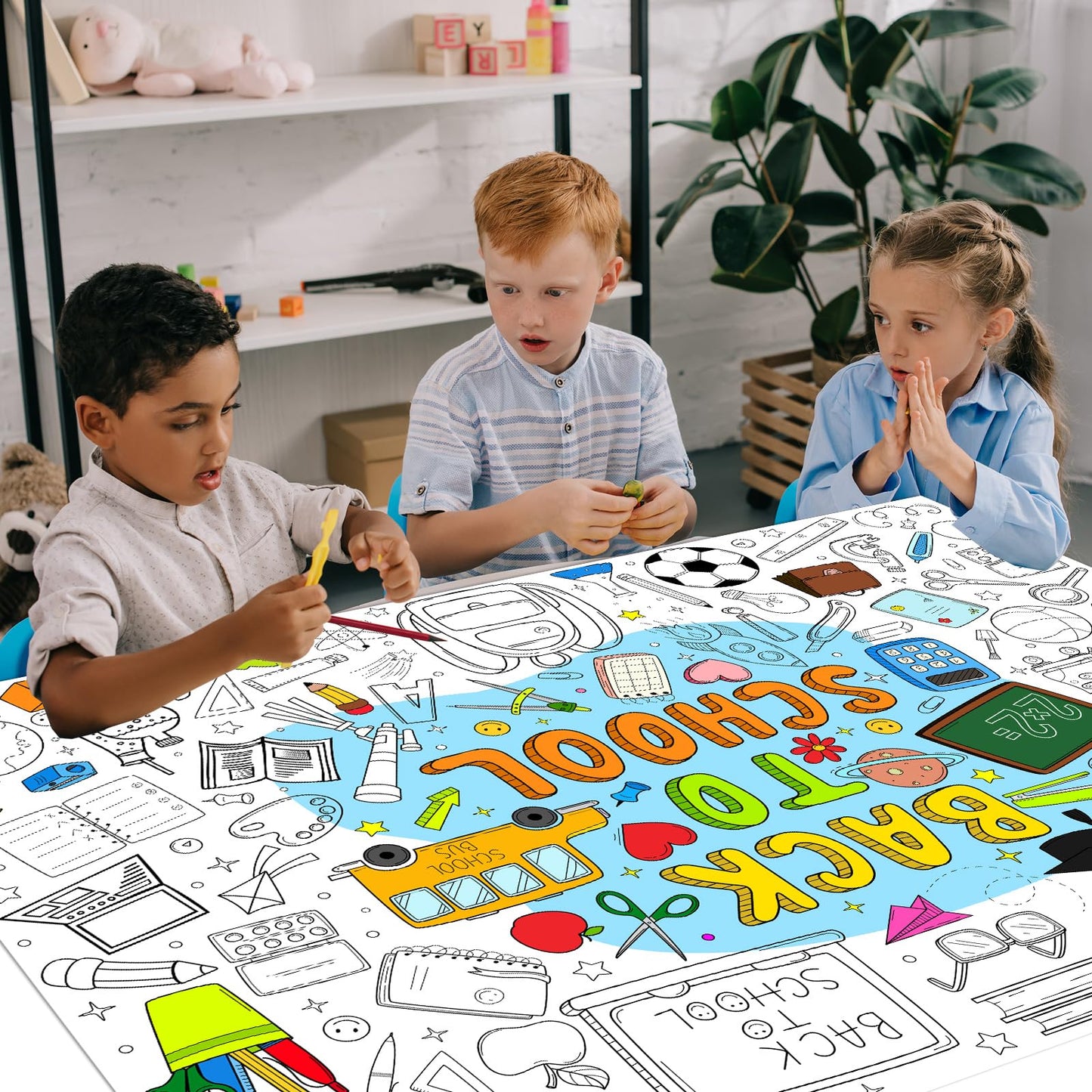 Naozinebi Back To School Coloring Poster For Kids Giant Coloring Poster Large Welcome Back Coloring Tablecloth Jumbo Coloring Bo