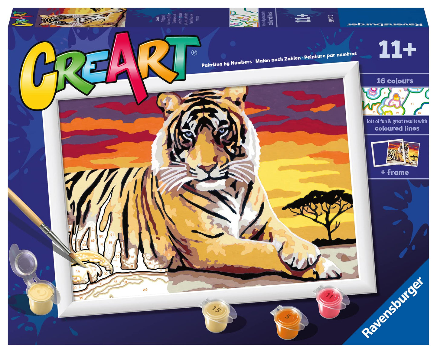 Ravensburger Creart Majestic Tiger Paint By Numbers Kit For Kids - Painting Arts And Crafts For Ages 11 And Up