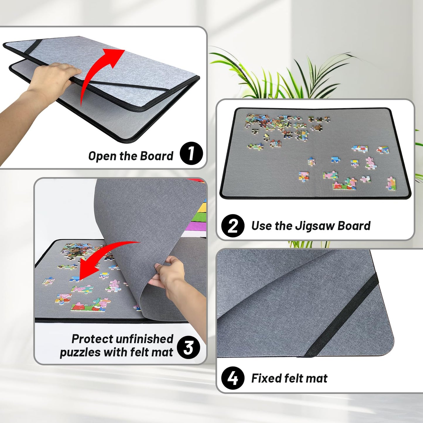 Folding Puzzle Board With 6 Puzzle Sorting Trays, Puzzle Felt Mat,For Puzzle Storage Puzzle Saver, Non-Slip Surface, Up To 1000