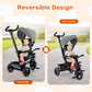 HONEY JOY Tricycle, 5-in-1 Baby Trike Stroller w/Adjustable Push Handle & Canopy, Reversible Seat, EVA Wheels Cup Holder & Stora