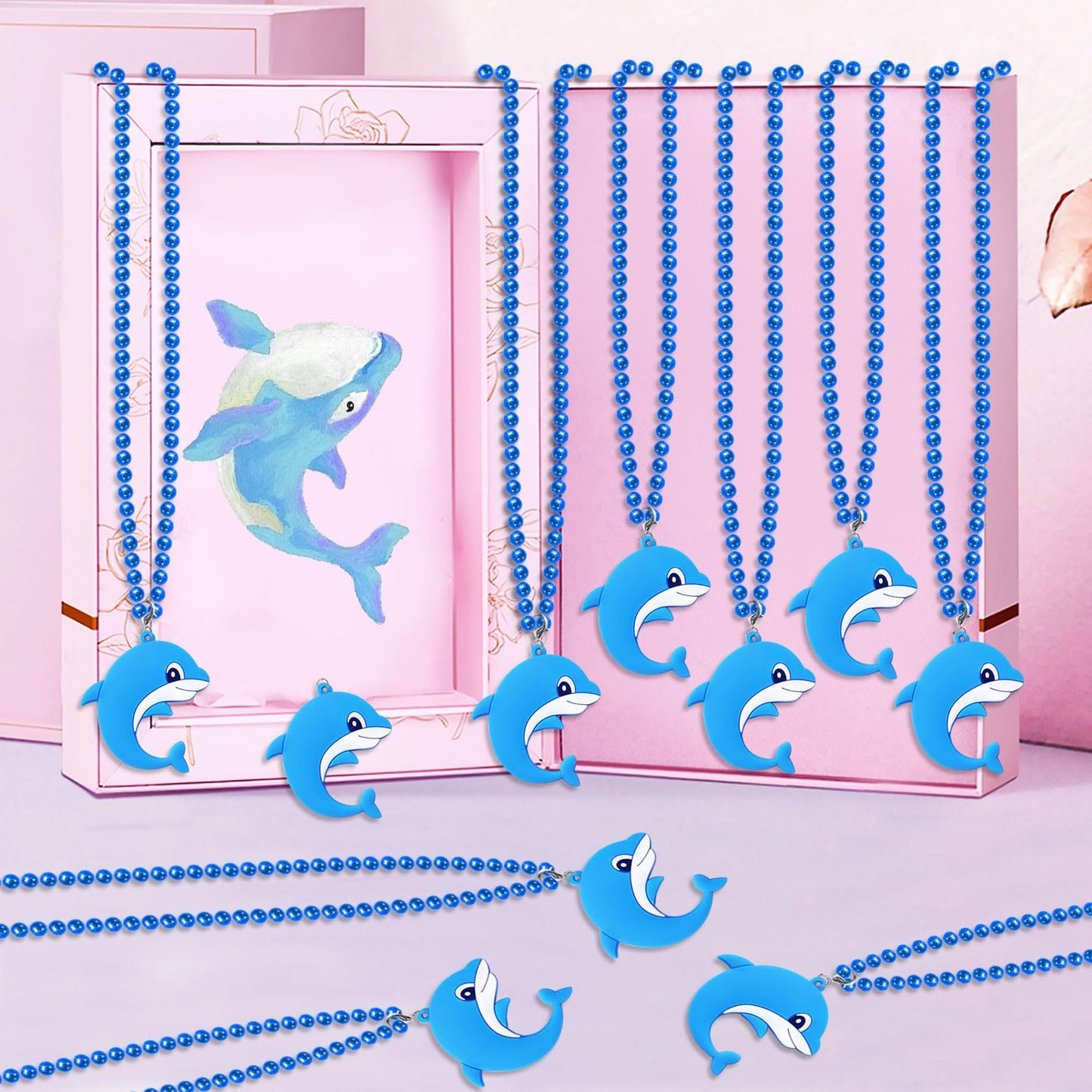 KeeStar 24 Pack Dolphin Necklace Party Favors for Sea World Themed Baby Shower, Birthday Party Goodie Bag Fillers,School Carniva