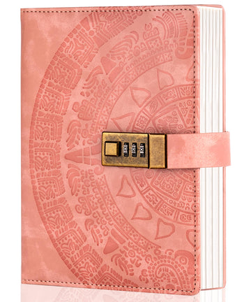 CAGIE Diary with Lock for Women Girls 256 Pages Leather Password Journal with Lock A5 Locking Journal for Writing Note Taking wi