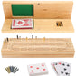 We Games Wooden Cribbage Board Game Set, Continuous 3 Track For 2-3 Players, Travel Cribbage Board With Card Storage, Includes 9 Metal Pegs & Deck Of Cards, Card Games, Classic Board Games For Adults