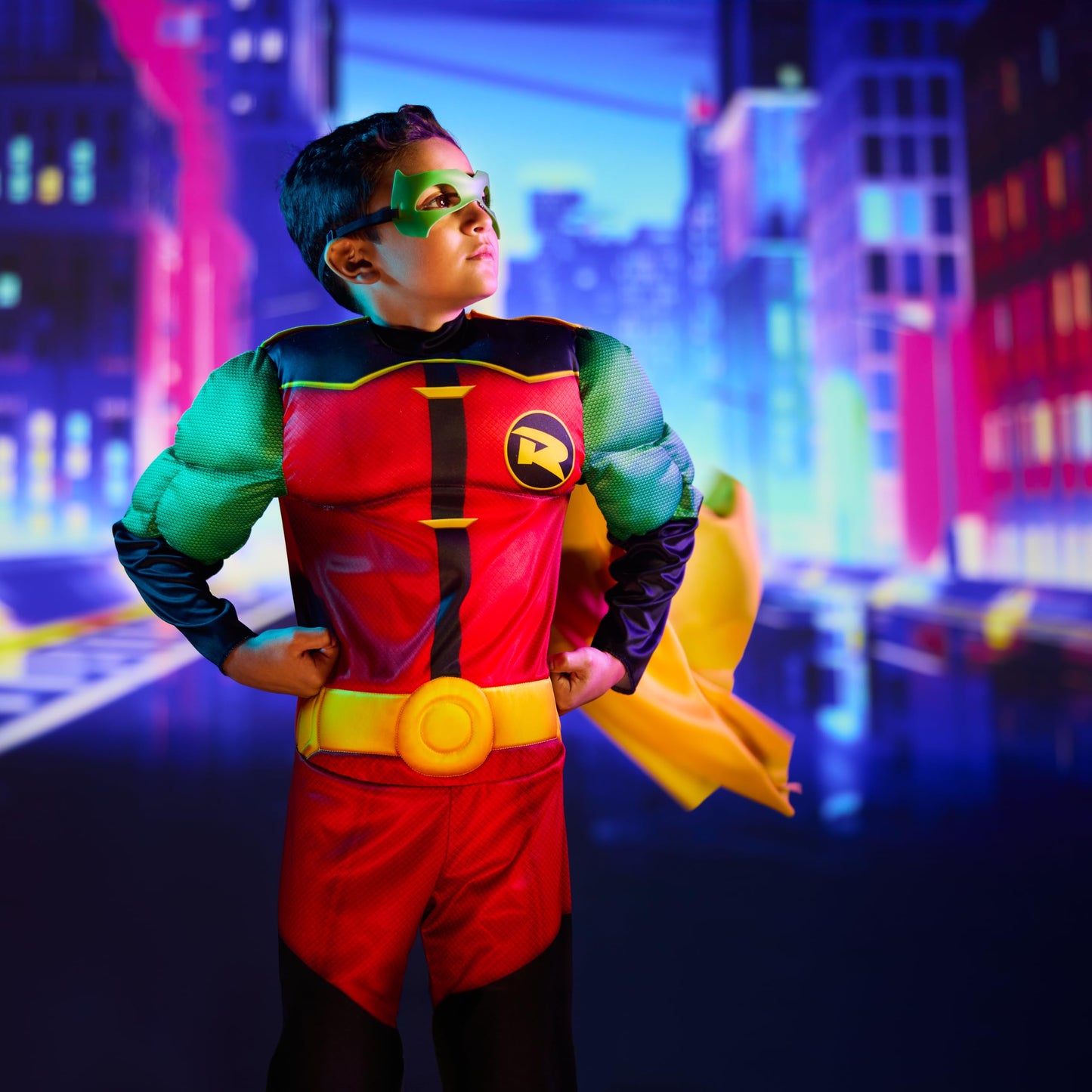 Disguise Batwheels Robin Muscle Costume, Official Batwheels Costume Outfit And Headpiece, Size (4-6)