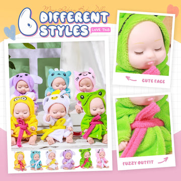 Hanaive 6 Pcs Mini Baby Dolls 4 Inch Christmas Baby Dolls Tiny Reborn Cute Baby Dolls Lifelike Realistic Baby Doll Holiday Birth
