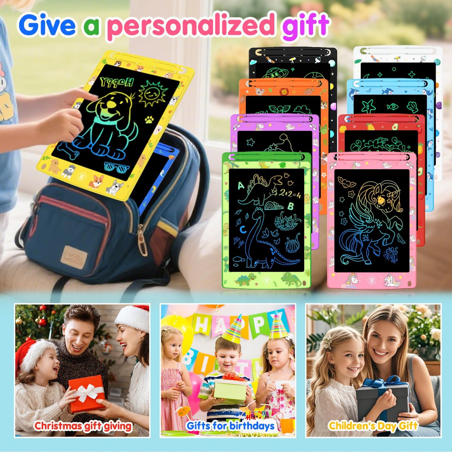 MOOWALIS 20 Pack LCD Writing Tablets, 8.5 Inch Doodle Boards, ABS Educational Travel Toys for Kids Age 3-8