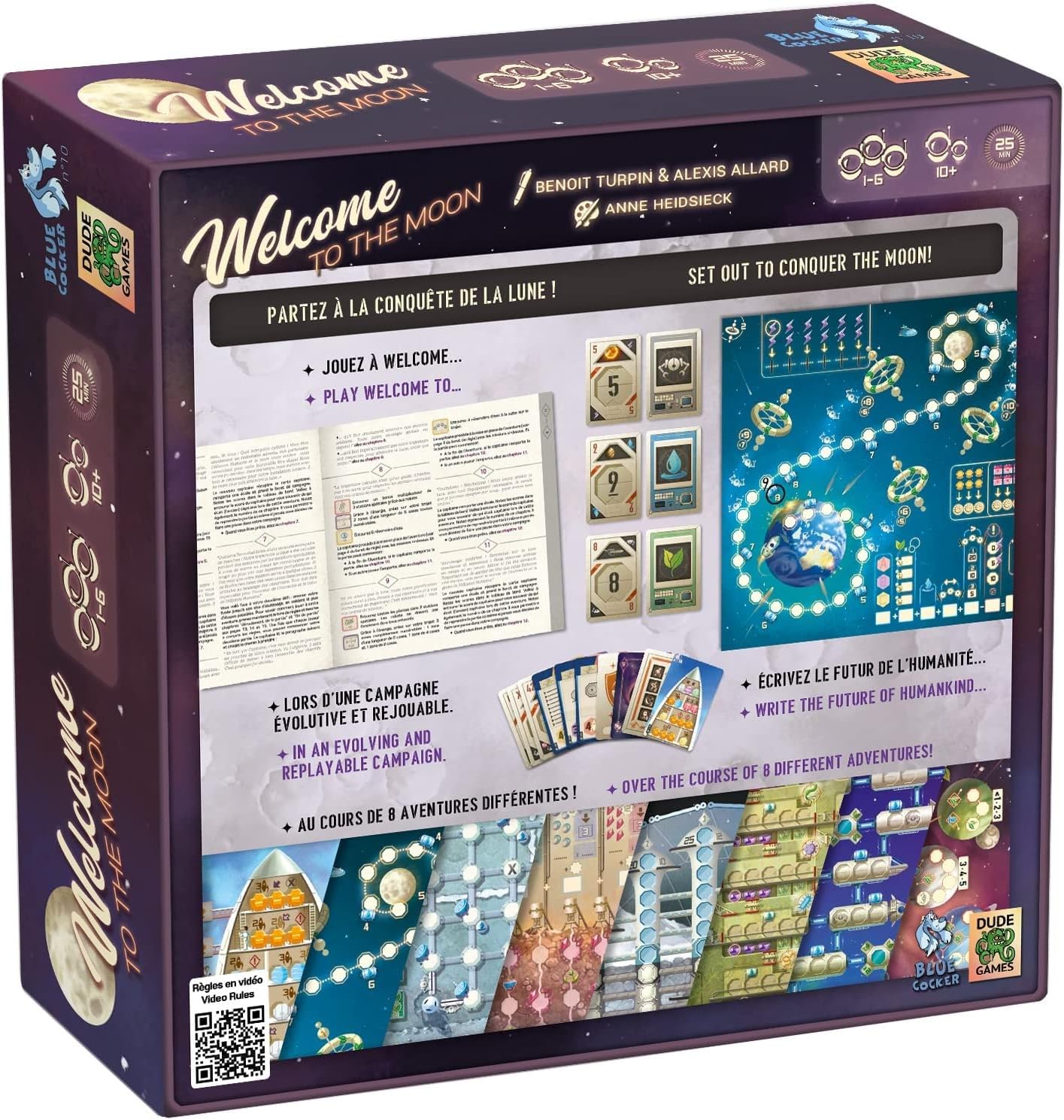 Blue Cocker Moon Board Game | Sci-Fi Strategy | 1-6 Players | Ages 10+ | Cardboard | Model WTMOON01