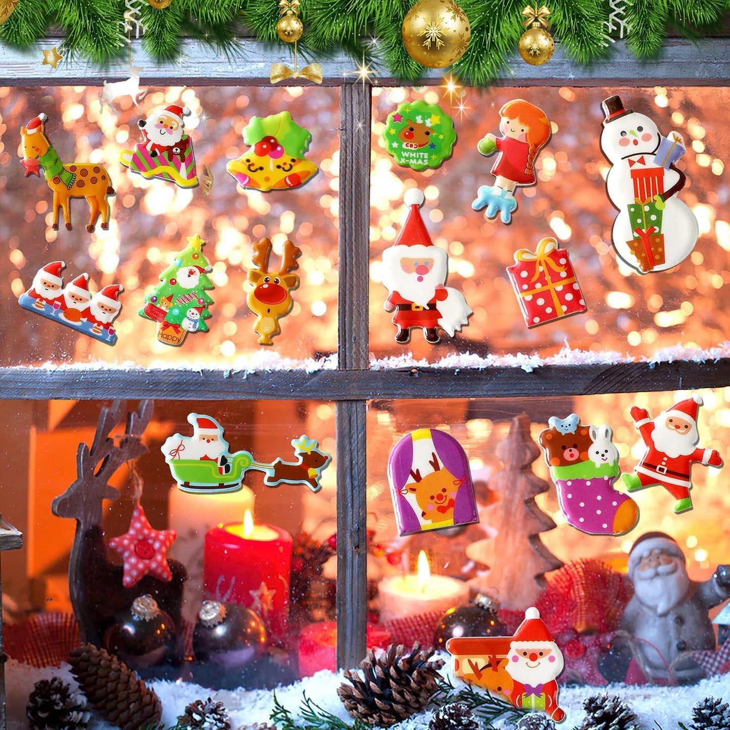 UPINS Christmas Stickers for Kids, 10 Sheets Holiday 3D Puffy Foam Decals - Cute Snowman, Reindeer, Tree, Santa for Party Favors