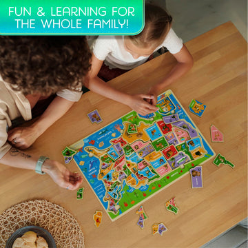 Montessori Mama Wooden Usa Map Puzzle And World Continents And Oceans Map Puzzle (Usa Map Puzzle)